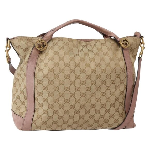 GUCCI GG Canvas Hand Bag 2way Beige Gold 323675 Auth BA5865 - Picture 2 of 16